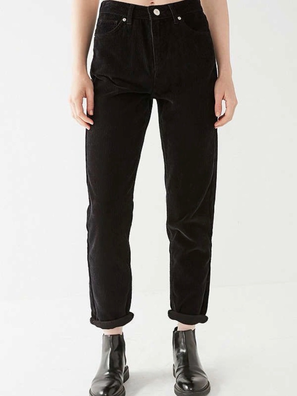 BDG Urban Outfitters Black Corduroy High Rise Mom Pants Size 28